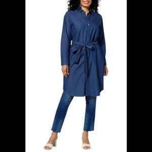 WynneLayers Women's Chambray Duster Dark Wash - Regular